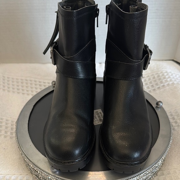 Universal Thread Black Combat Moto Boots with Buckle Details - Picture 2 of 7